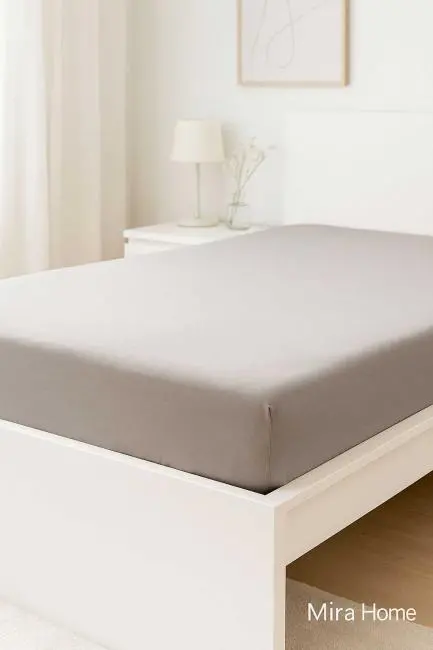 Çift Kişilik Düz Penye  %100 Pamuklu Lastikli Çarşaf 180X200 Newsheet Gri
