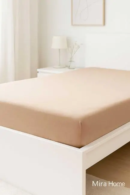 Çift Kişilik Düz Penye  %100 Pamuklu Lastikli Çarşaf 180X200 Newsheet Kahverengi