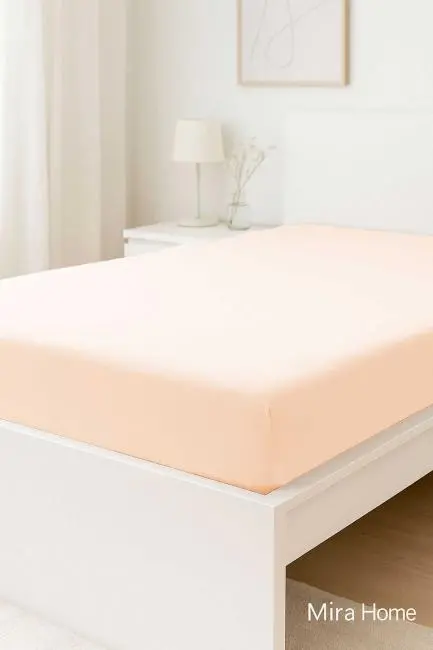 Çift Kişilik Düz Penye  %100 Pamuklu Lastikli Çarşaf 180X200 Newsheet Somon