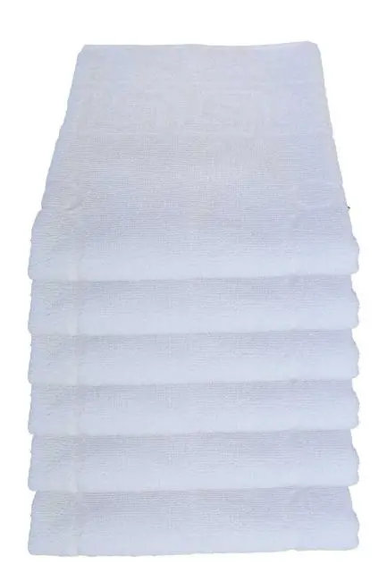 6 lı Ayak İzli Banyo Pamuklu Ayak Havlusu 50x70 Cm Beyaz