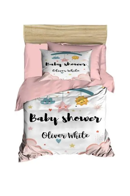 Yenidoğan Kız Bebek Nevresim Takımı %100 Pamuklu  Baby Shower White