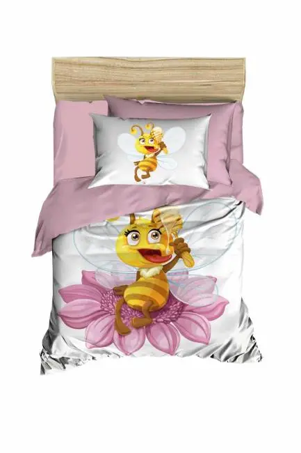Yenidoğan Kız Bebek Nevresim Takımı %100 Pamuklu  Lady Bee