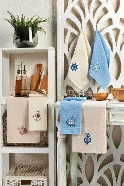 6 Parça Mutfak Kurulama Bezi 40 X 60 Cm Deniz