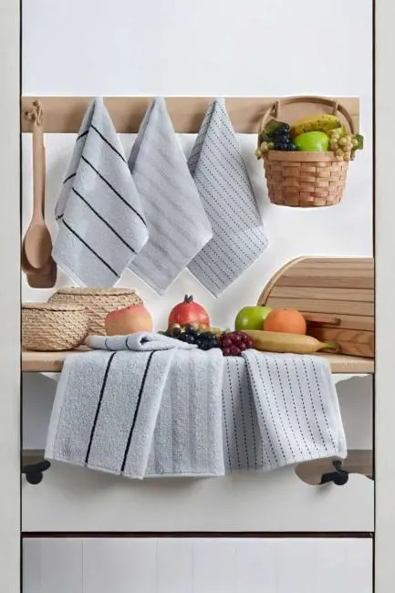 6 lı Luna Naturel Mutfak Havlu Seti %100 Pamuklu 30X45 Cm Açık Gri