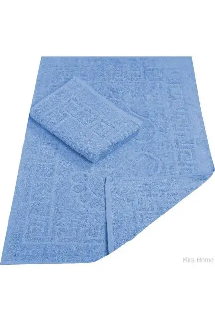 2 Li Banyo Ayak Havlusu %100 Pamuk 50X70 Cm Menesch Mavi